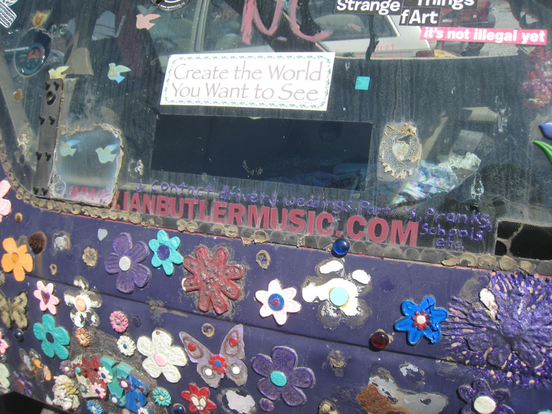 Illustration for article titled Groovalicious Purple Princess Of Peace Art Car Falls On Hard Times, Faces Crusher